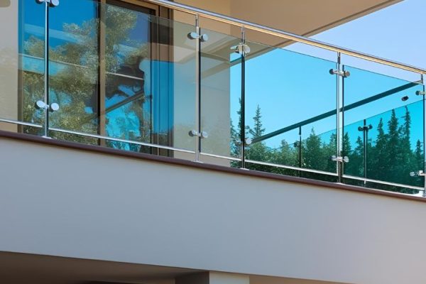 Glass balcony railing