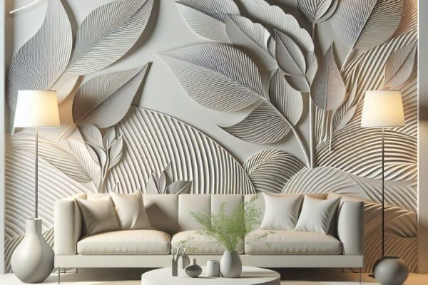 Papier peint 3D feuilles