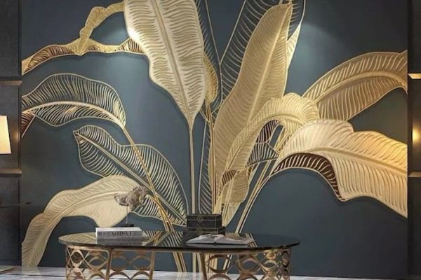 Tropical Gold Leaf Wallpaper, Peel and Stick Banana Leaves Wall Mural, 3D Big Leaves Nature Art Self Adhesive Removable Wallpaper - Etsy